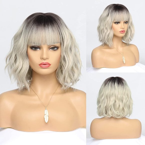 Ash Blonde Wig with Bangs - Picture 2 of 2